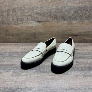 Franco Sarto Cassandra Cream Platform Lug Sole Loafers Women's Size 9
